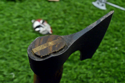 Hand-Forged Viking Tomahawk Axe – Carbon Steel Blade with Rosewood Handle and Leather Sheath