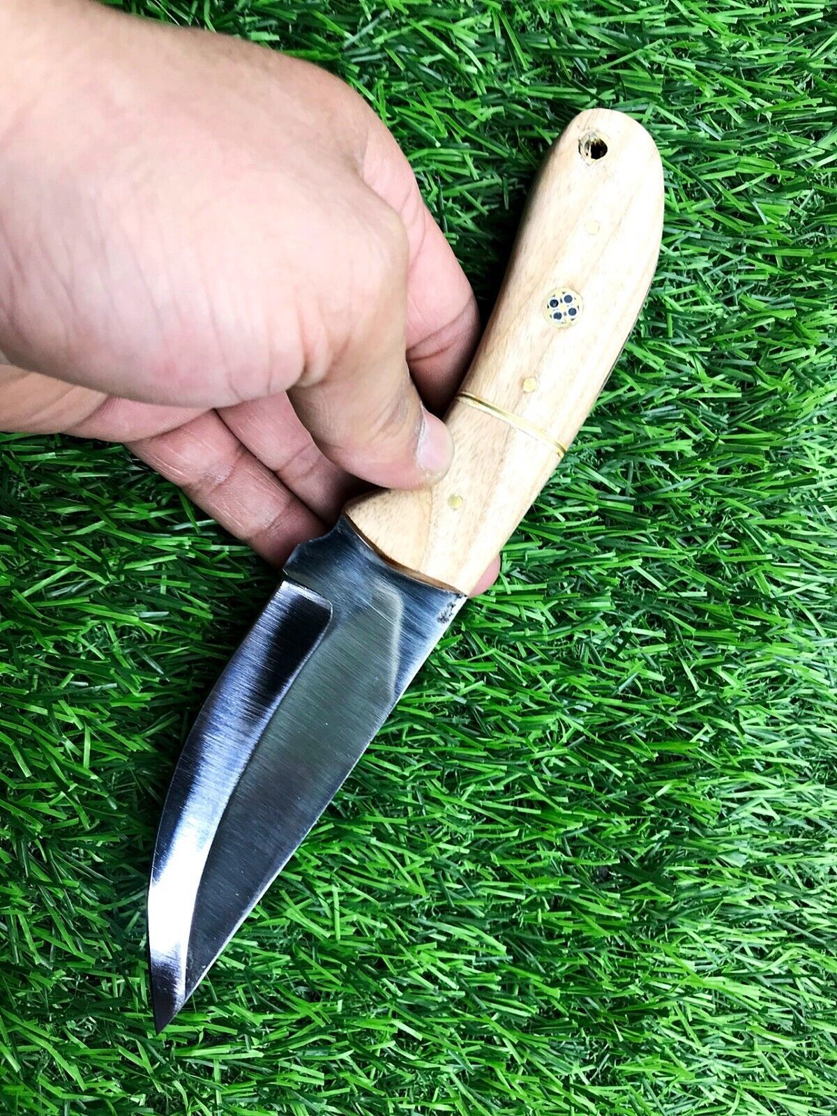 8" Handmade Stainless Steel Skinner Knife with Forged Blade & Leather Sheath