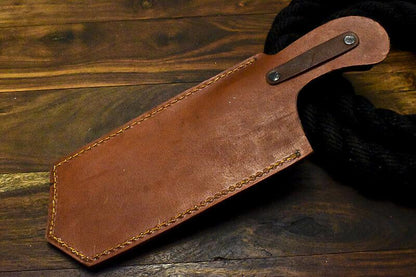 Handmade Damascus Walnut Wood Hunting Clever Chopper Axe Knife with Brass Guard and Leather Sheath