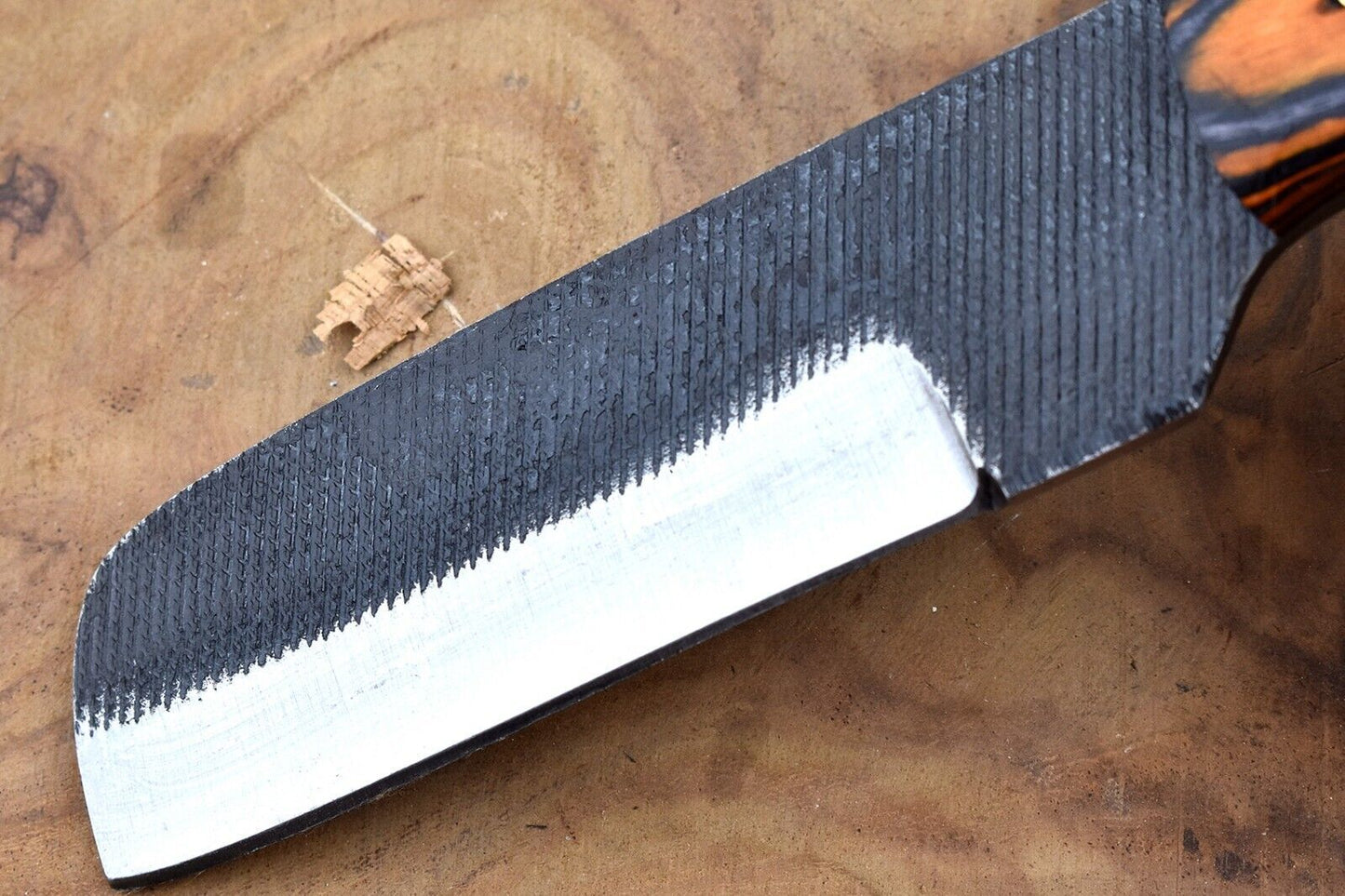 Handmade Carbon Steel Bull Cutter Knife & Sheath Custom Bull Cutter Knife With Pakka Wood Handle