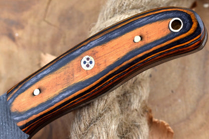 Handmade Carbon Steel Bull Cutter Knife & Sheath Custom Bull Cutter Knife With Pakka Wood Handle