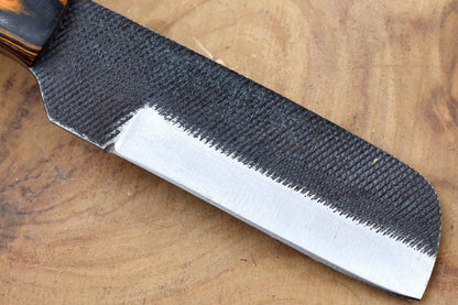 Handmade Carbon Steel Bull Cutter Knife & Sheath Custom Bull Cutter Knife With Pakka Wood Handle