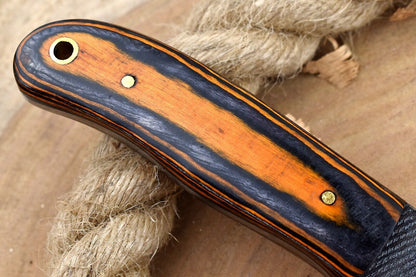 Handmade Carbon Steel Bull Cutter Knife & Sheath Custom Bull Cutter Knife With Pakka Wood Handle
