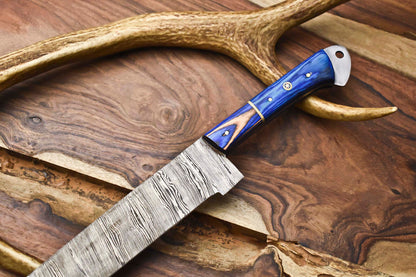 12" Custom Handmade Damascus Steel Kitchen Chef Knife | Full Tang Blade