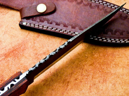 Heritage Forge 12" Custom Damascus Steel Hunting Bowie Knife Hardwood Handle