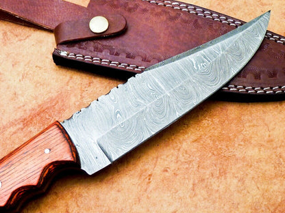 Heritage Forge 12" Custom Damascus Steel Hunting Bowie Knife Hardwood Handle