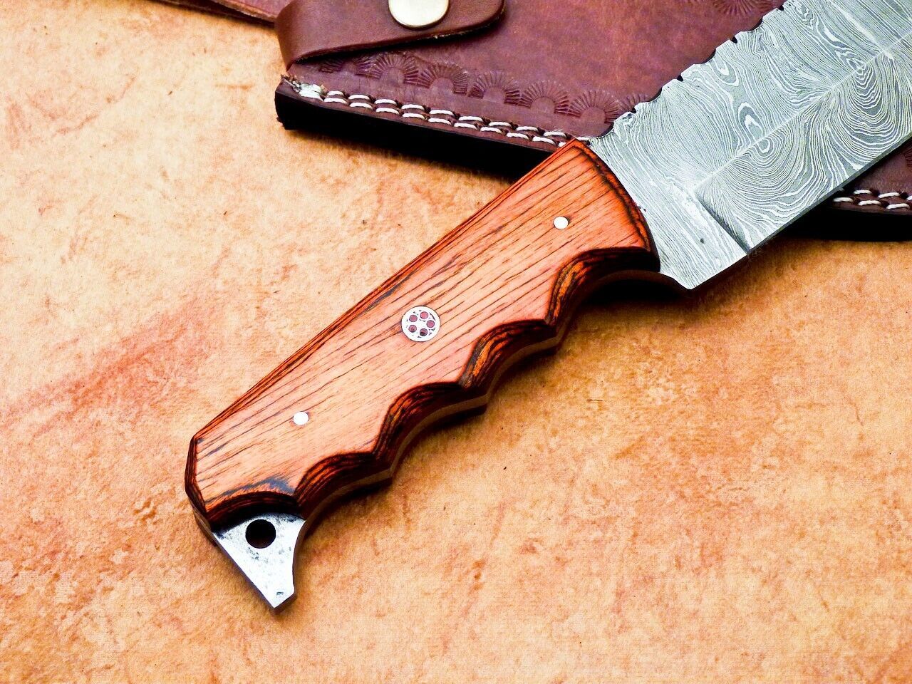 Heritage Forge 12" Custom Damascus Steel Hunting Bowie Knife Hardwood Handle
