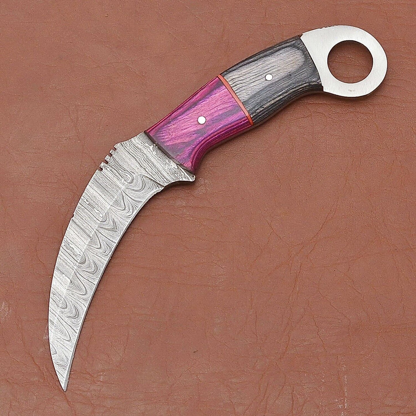 9” Custom Handmade Damascus Karambit Knife Best Karambit With  Wood Handle