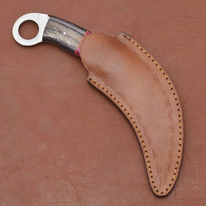 9” Custom Handmade Damascus Karambit Knife Best Karambit With  Wood Handle