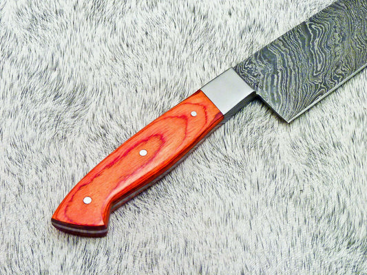 12" Professional Handmade Damascus Kitchen Chef Knife – Hard Wood Handle