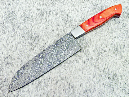 12" Professional Handmade Damascus Kitchen Chef Knife – Hard Wood Handle