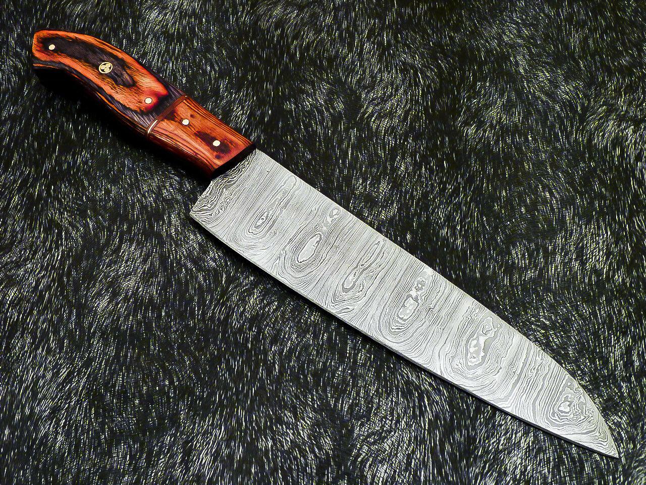 13" Professional Handmade Damascus Chef Knife – 8" Blade with Hardwood Handle