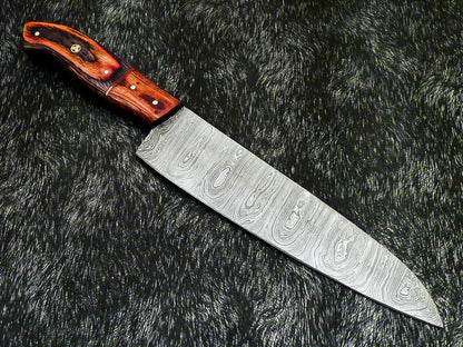 13" Professional Handmade Damascus Chef Knife – 8" Blade with Hardwood Handle