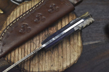 Best Selling Twist Damascus Skinner Knife – Forged Mixed Material Survival Blade