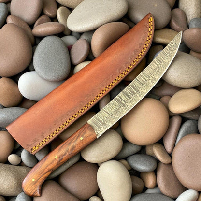 12" Handcrafted Fillet Knife Damascus Steel Knife & Custom Fillet Knife With Wood Handle