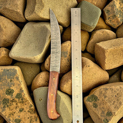 12" Handcrafted Fillet Knife Damascus Steel Knife & Custom Fillet Knife With Wood Handle