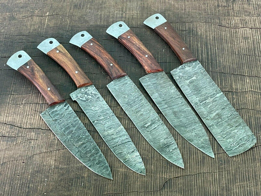 EVEREST 5-Piece Handmade Damascus Steel Chef Knife Set – Japanese Style Kitchen Cutlery