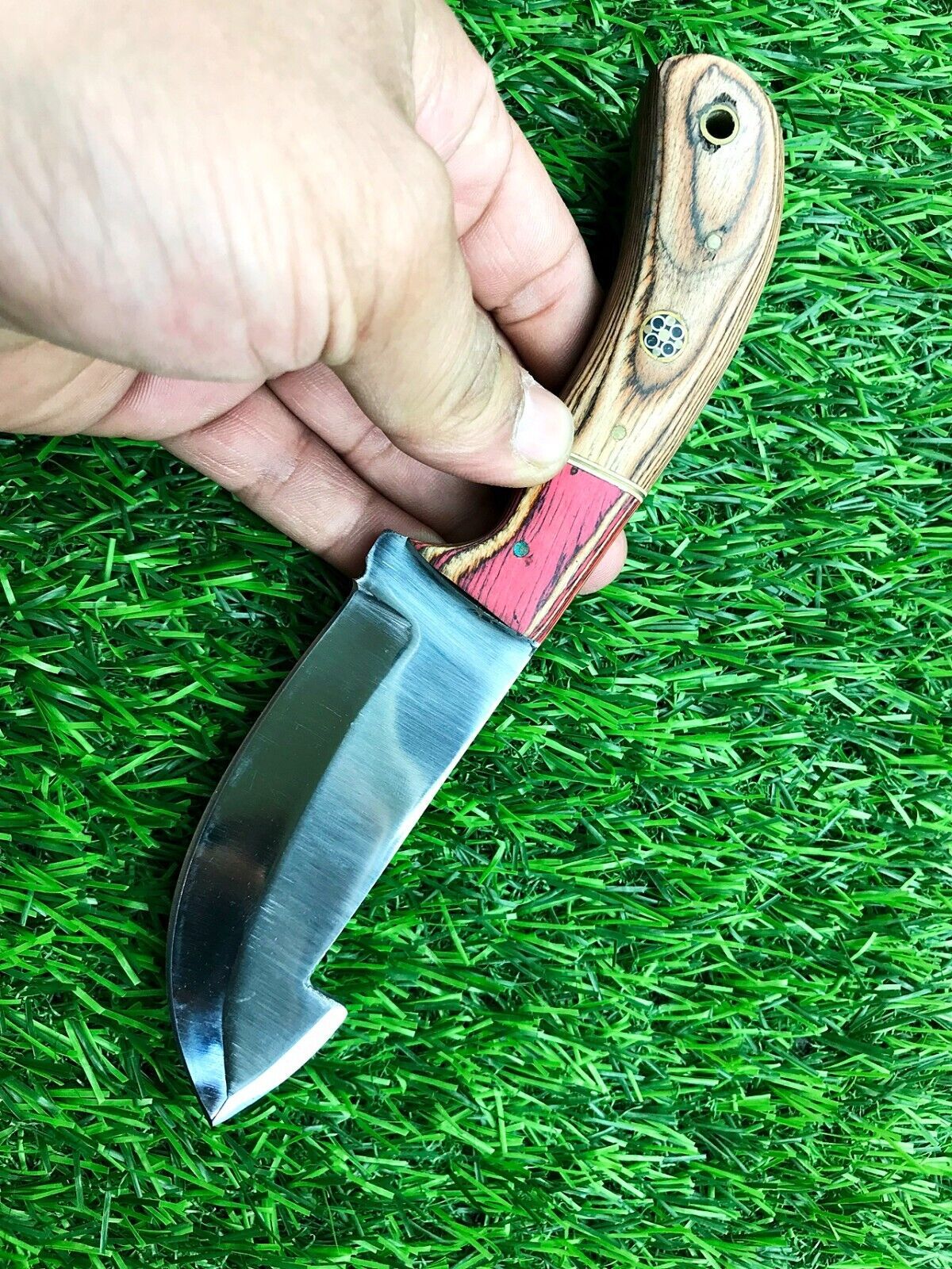 8" Handmade Stainless Steel Skinner Knife with 4" Forged Blade & Leather Sheath
