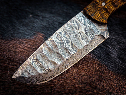 Custom Handmade D2 Steel Skinner Knife with Camel Bone Handle and Leather Sheath