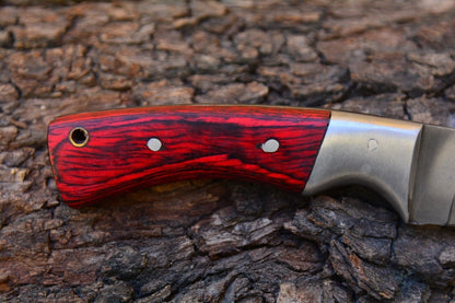9" Handmade Skinner Knife – Stainless Steel Blade, Wooden Handle, Leather Sheath