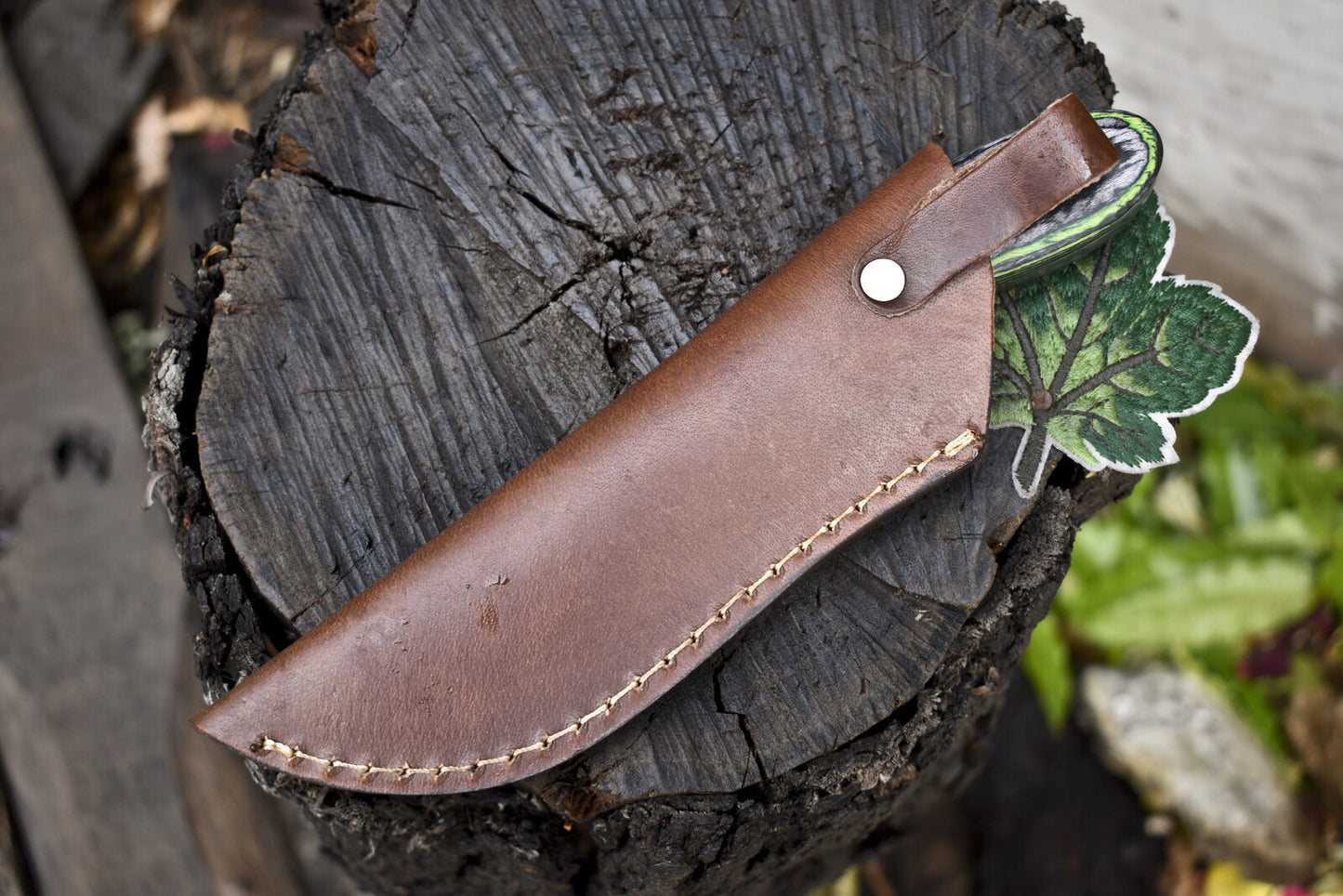9" Twist Damascus Skinner Knife Walnut Wood Micarta Bolster EDC Hunting Knife