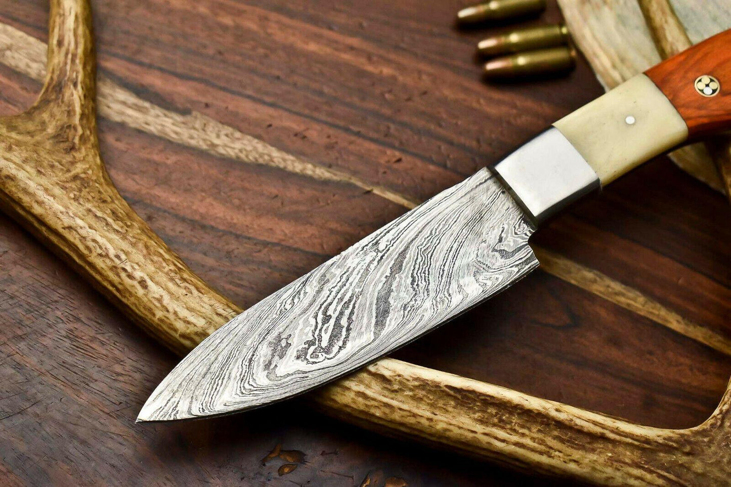 Hand Made Damascus Steel Blade Chef Kitchen Full Tang Knife | Camel Bone