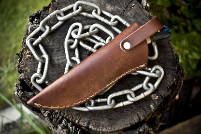 Twist Damascus Bone Handle Skinner Knife with Gut Hook – Handmade Outdoor Fixed Blade with Sheath