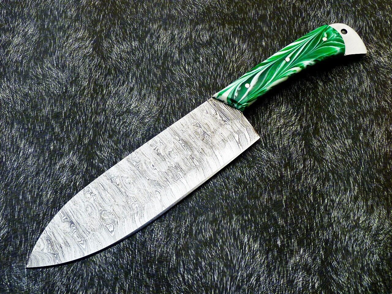 12" Handmade Damascus Steel Chef Knife – Forged Kitchen Knife with Resin Handle