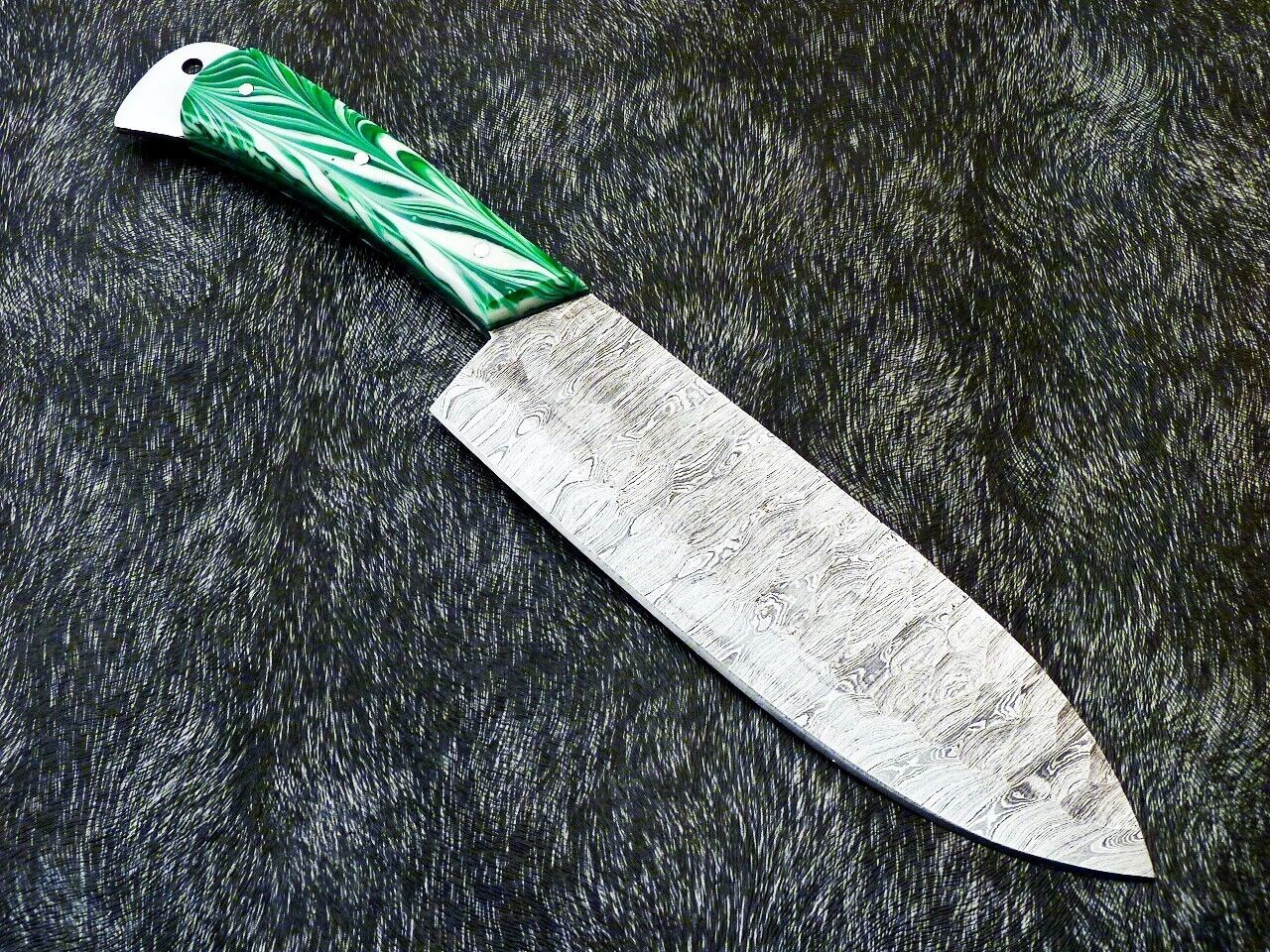 12" Handmade Damascus Steel Chef Knife – Forged Kitchen Knife with Resin Handle