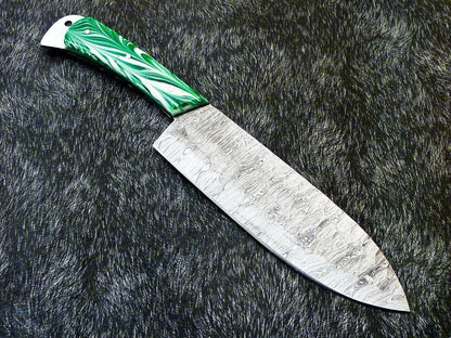 12" Handmade Damascus Steel Chef Knife – Forged Kitchen Knife with Resin Handle