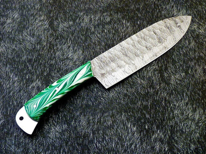 12" Handmade Damascus Steel Chef Knife – Forged Kitchen Knife with Resin Handle