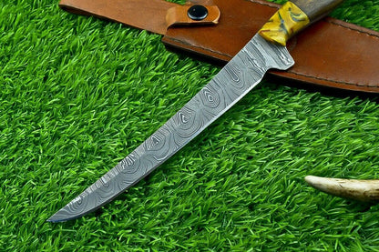Hand Forged Damascus Steel Fillet Knife – Chef, Kitchen & Hunting Knife