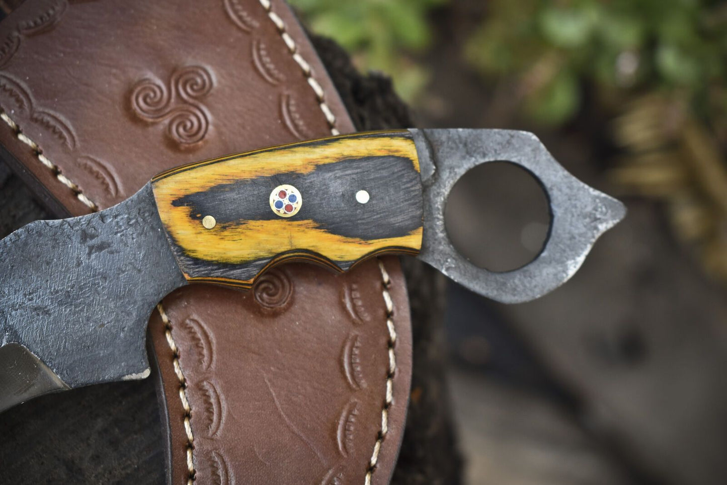 Hand Forged D2 Steel Best Karambit Knife Fixed Blade Karambit with Hard Wood Handle