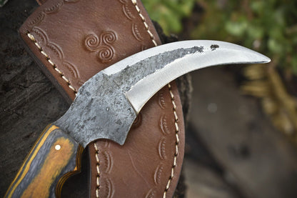 Hand Forged D2 Steel Best Karambit Knife Fixed Blade Karambit with Hard Wood Handle