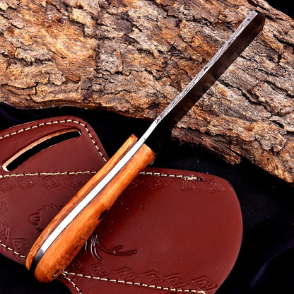 8"Handmade Damascus Steel Bull Cutter Knife Custom Bull Cutter Knife With Wood Handle