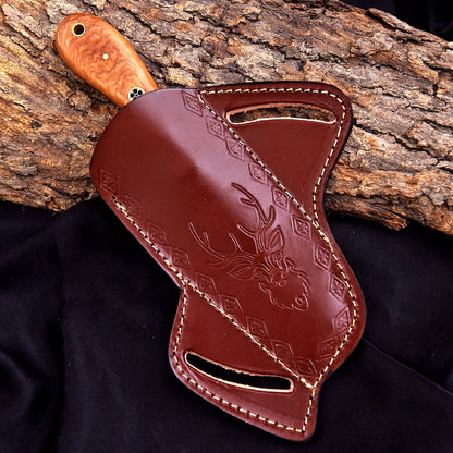 8"Handmade Damascus Steel Bull Cutter Knife Custom Bull Cutter Knife With Wood Handle