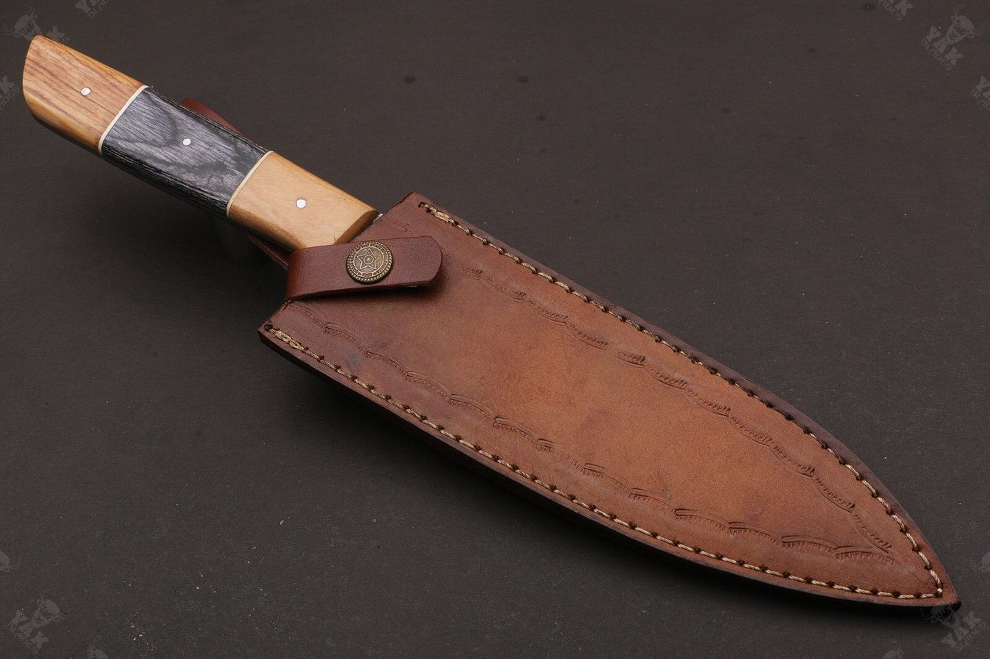 13” Fire Storm Handmade Damascus Steel Chef Knife – Resin Handle, Full Tang