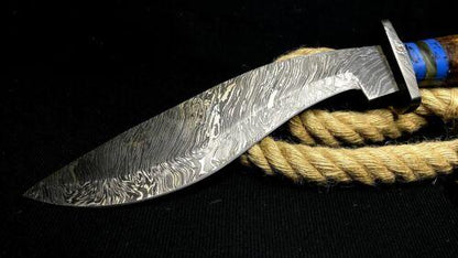 Heritage Forge 15 Inch Wingy Wood Handle Damascus Steel Kukri Hunting Knife