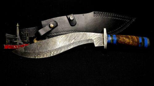 Heritage Forge 15 Inch Wingy Wood Handle Damascus Steel Kukri Hunting Knife