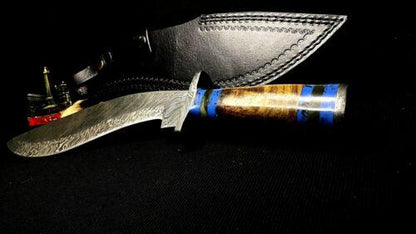 Heritage Forge 15 Inch Wingy Wood Handle Damascus Steel Kukri Hunting Knife
