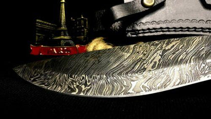 Heritage Forge 15 Inch Wingy Wood Handle Damascus Steel Kukri Hunting Knife