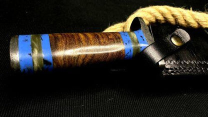 Heritage Forge 15 Inch Wingy Wood Handle Damascus Steel Kukri Hunting Knife