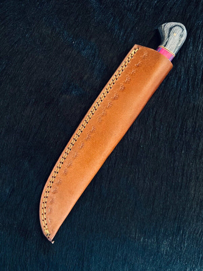 12" Handmade Fire Pattern Damascus Fillet Knife Custom Hunting & Kitchen Blade