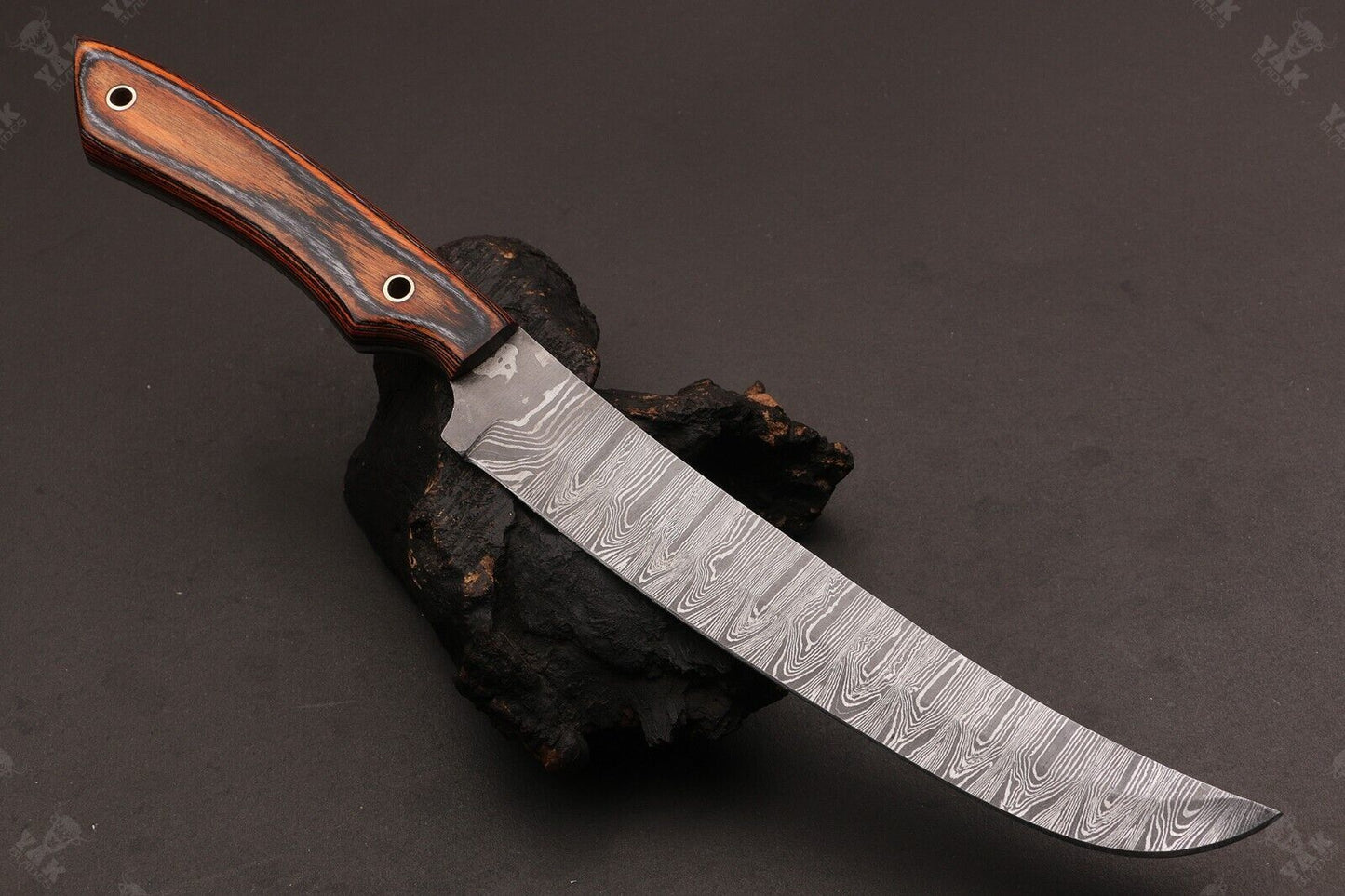 12" Handmade Damascus Fillet Knife Custom Fillet Knife With Pakka Wood Handle & Leather Sheath