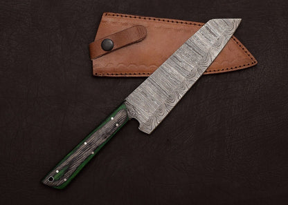 Custom Forged Damascus Steel Chef Knife 13" Full Tang | Pakka Wood Outdoor Blade