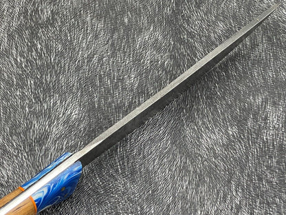 Heritage Forge 11 Inch Damascus Steel Hunting Bowie Knife with Olive Wood and Resin Handle
