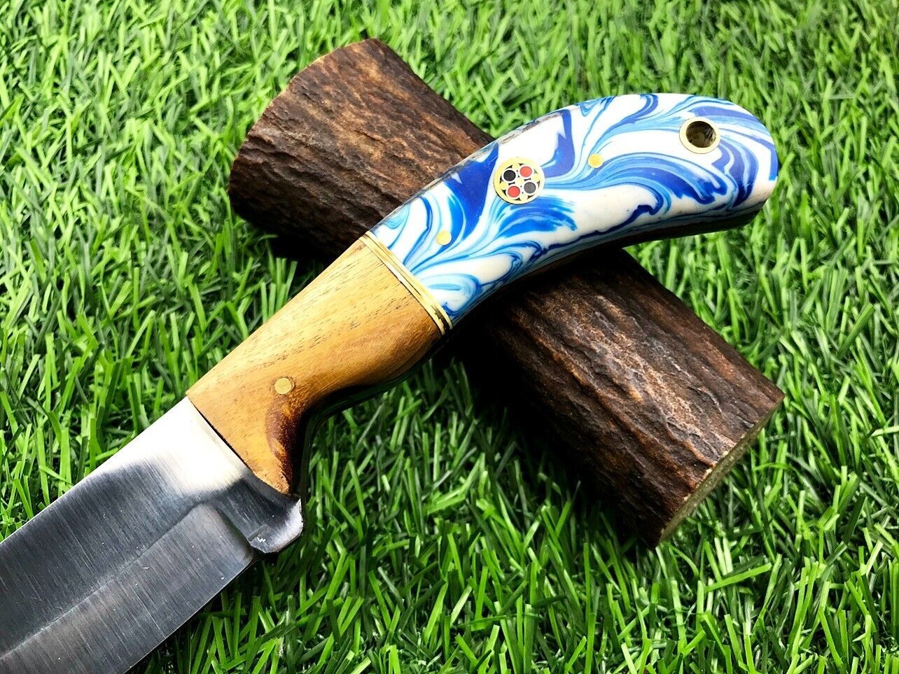 9" Handmade Stainless Steel Skinner Knife – Full Tang Hunting & Survival Blade with Leather Sheath