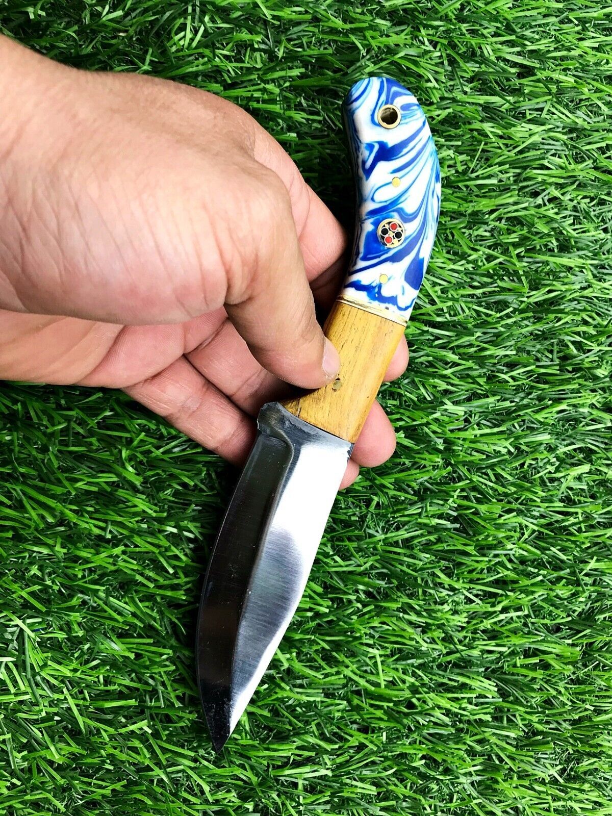 9" Handmade Stainless Steel Skinner Knife – Full Tang Hunting & Survival Blade with Leather Sheath