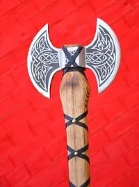 Custom Hand Forged Carbon Steel Viking Axe – 18" Tomahawk Throwing Axe with Wooden Handle & Sheath