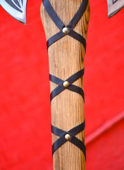 Custom Hand Forged Carbon Steel Viking Axe – 18" Tomahawk Throwing Axe with Wooden Handle & Sheath